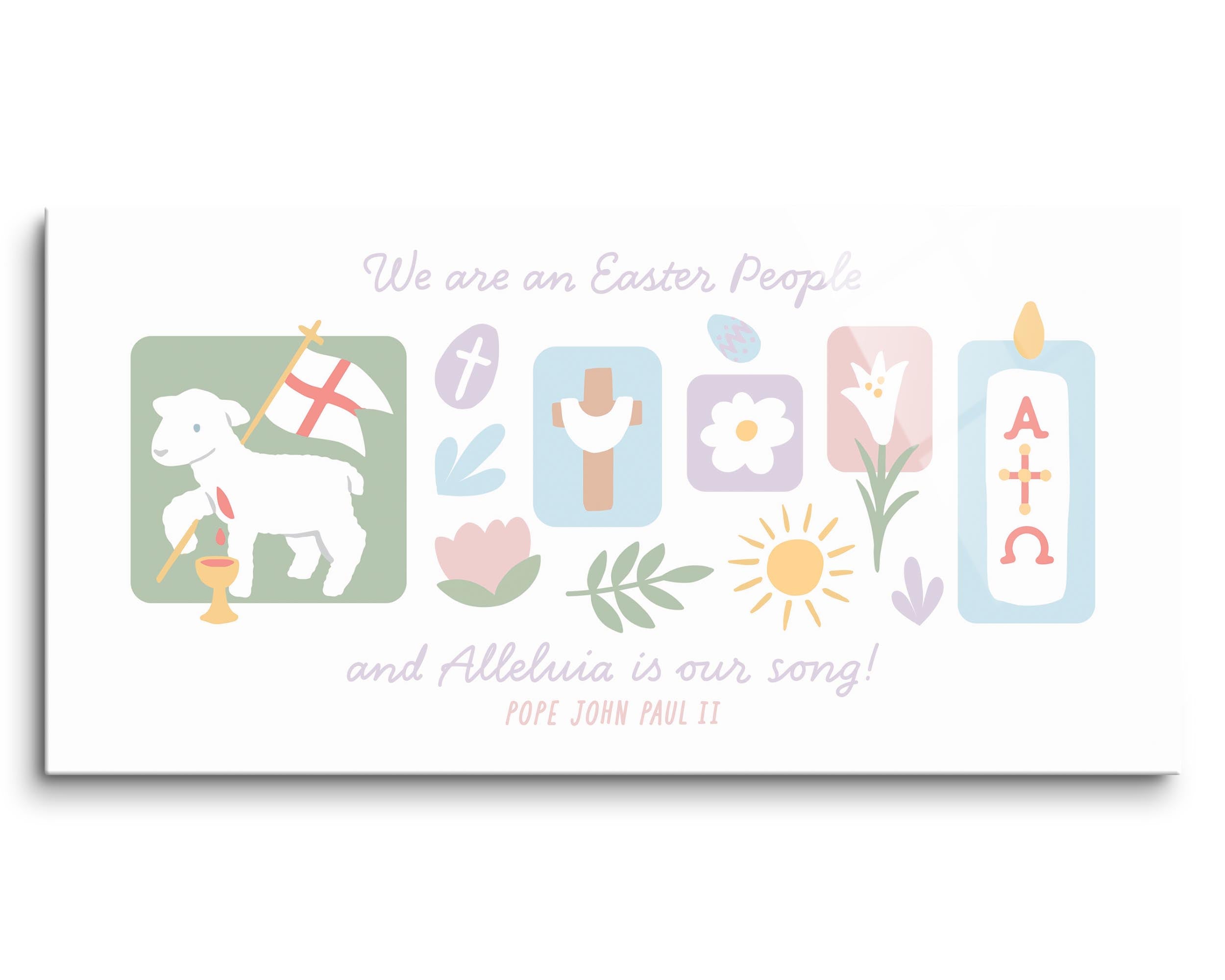 Easter People Rectangle Glass Plaque - 8" x 16"