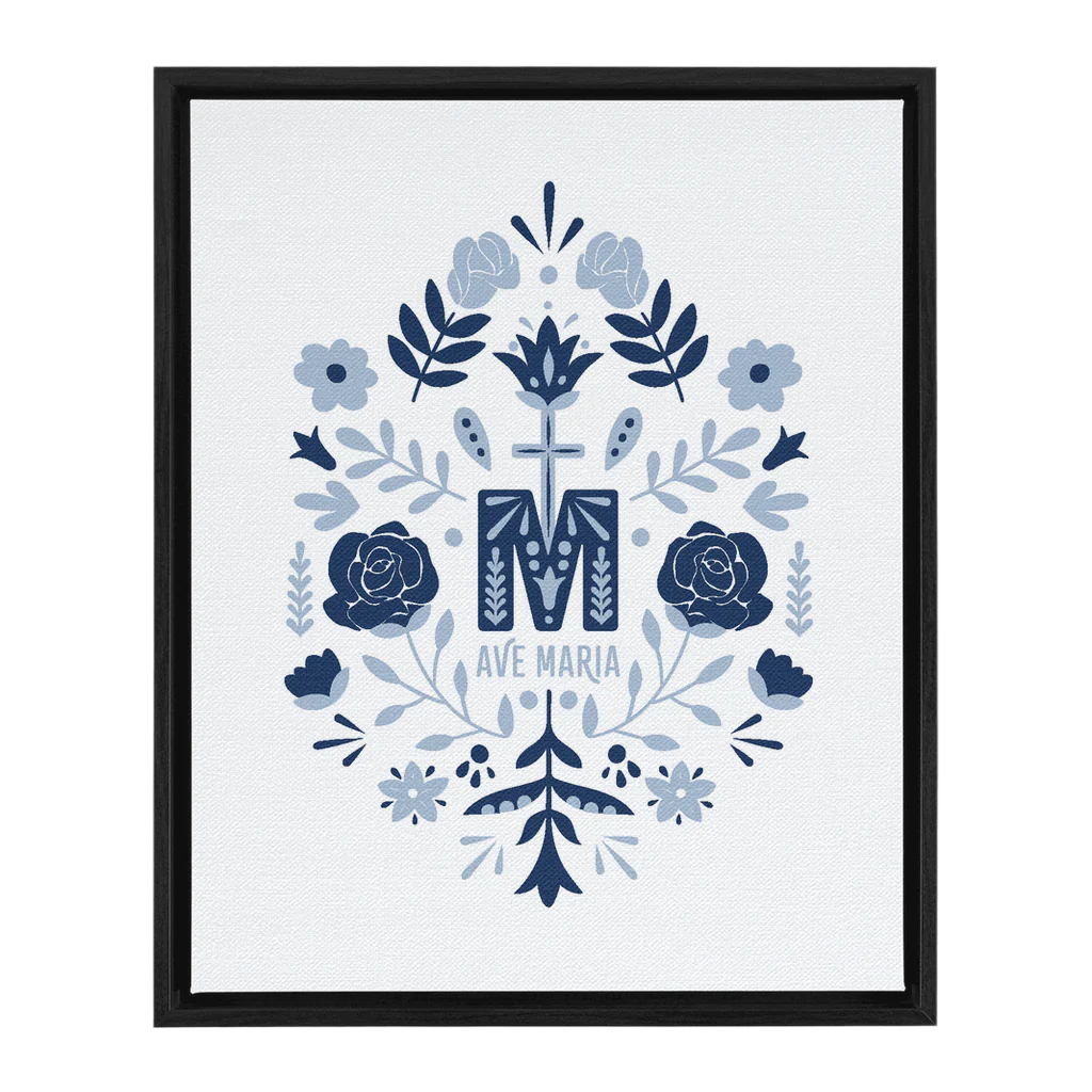 Ave Maria Monogram Framed Canvas Print