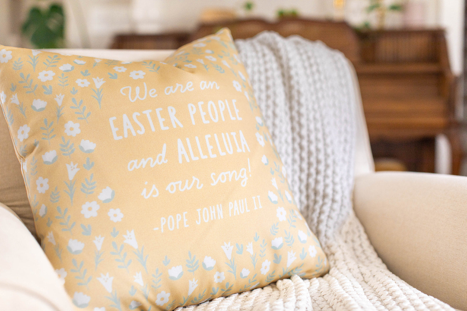 Easter People Throw Pillow - Yellow
