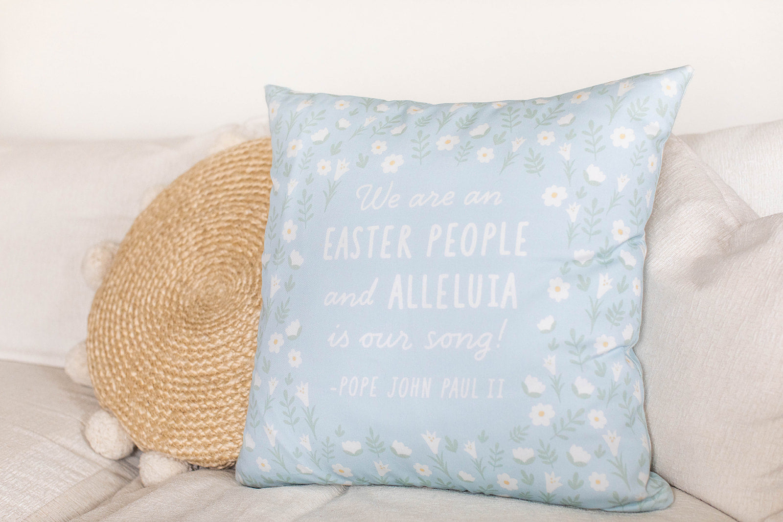Easter People Throw Pillow - Blue