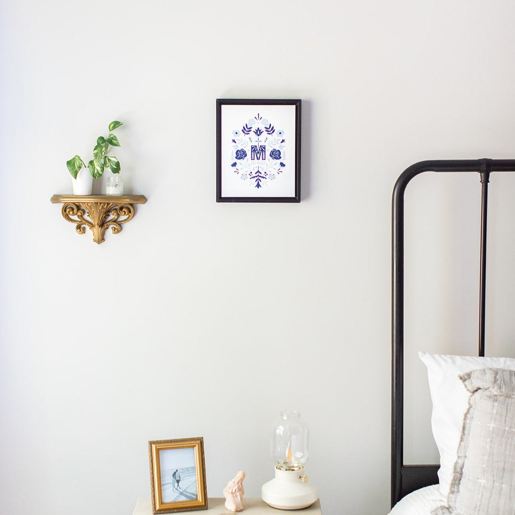 Ave Maria Monogram Framed Canvas Print