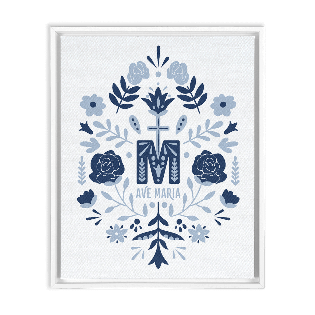 Ave Maria Monogram Framed Canvas Print