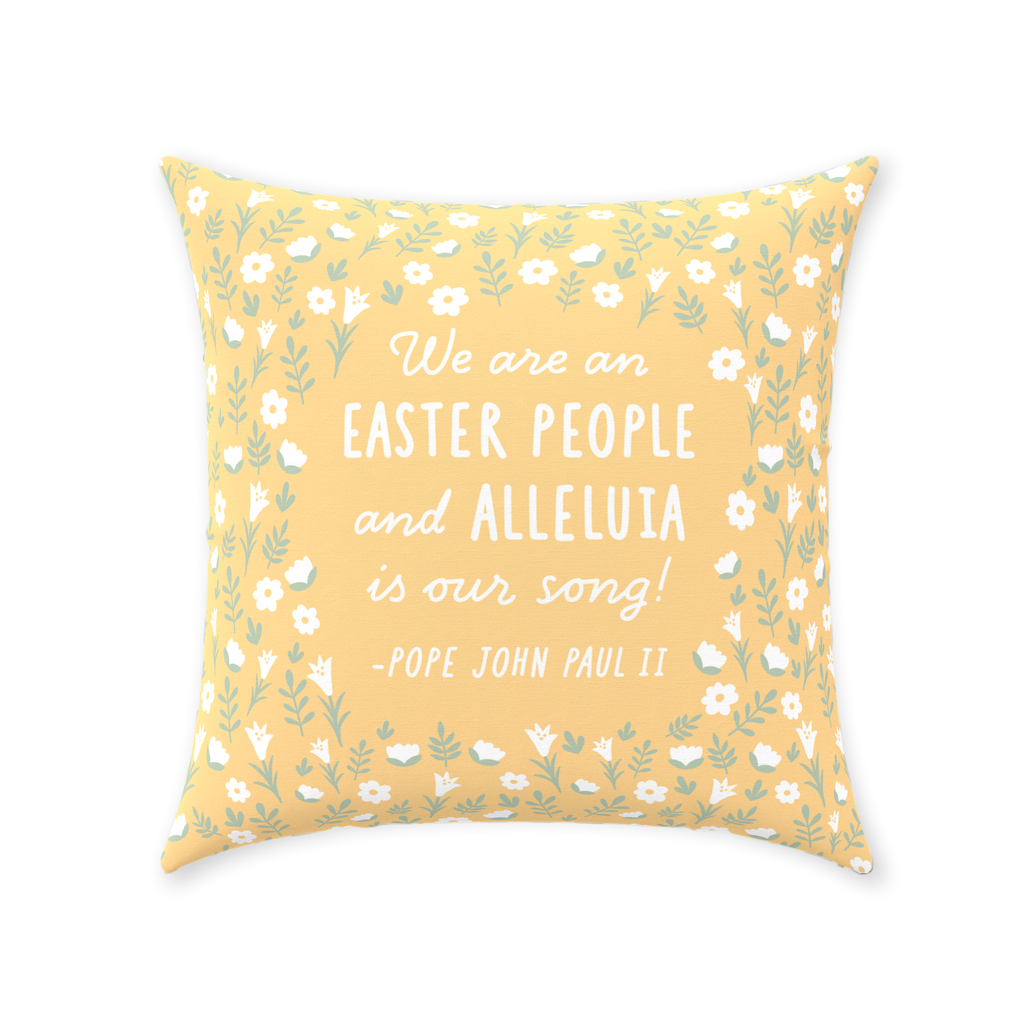 Easter People Throw Pillow - Yellow