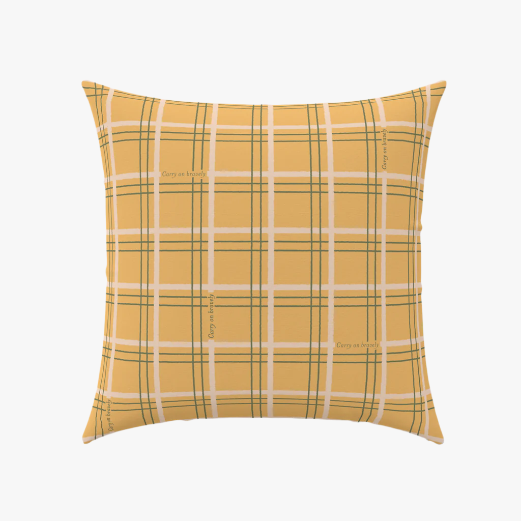 Yellow plaid throw pillows sale