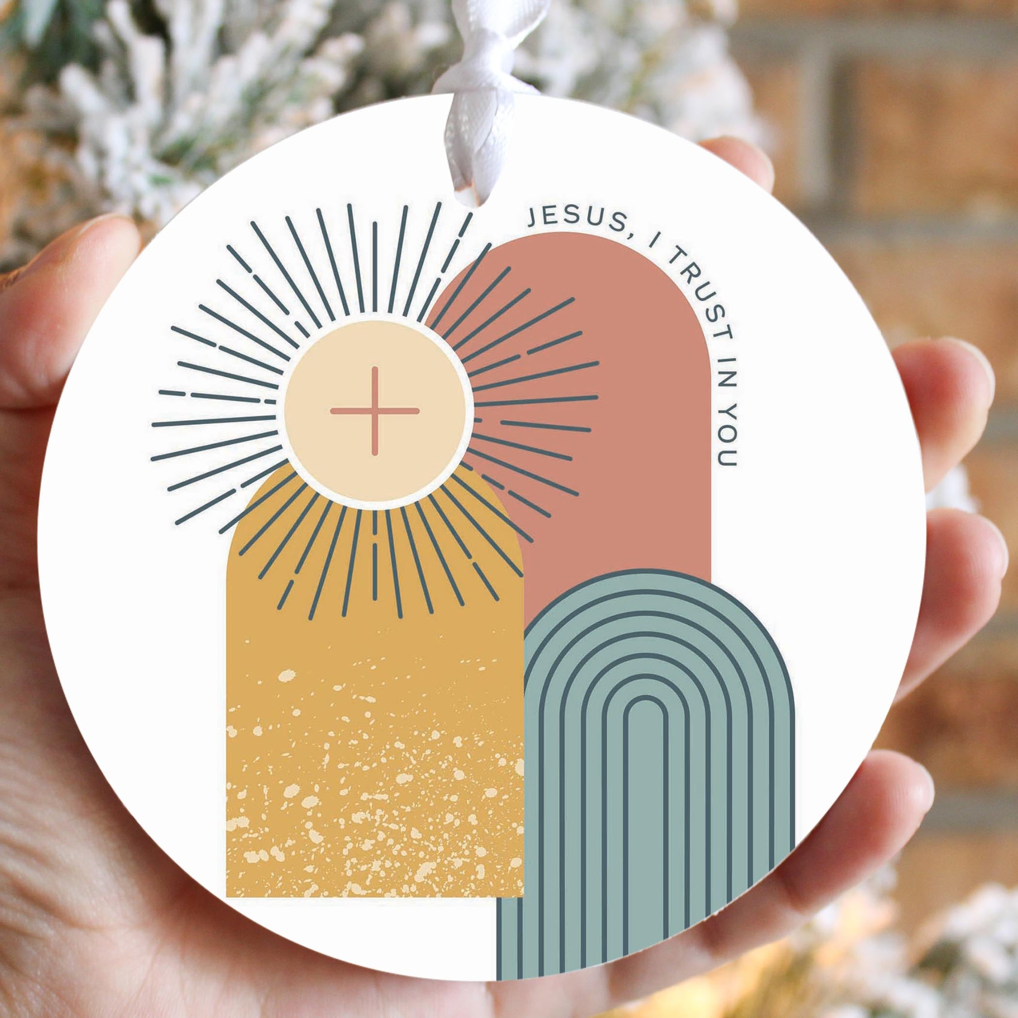 Jesus, I Trust in You Monstrance Round Ornament-4"x4"