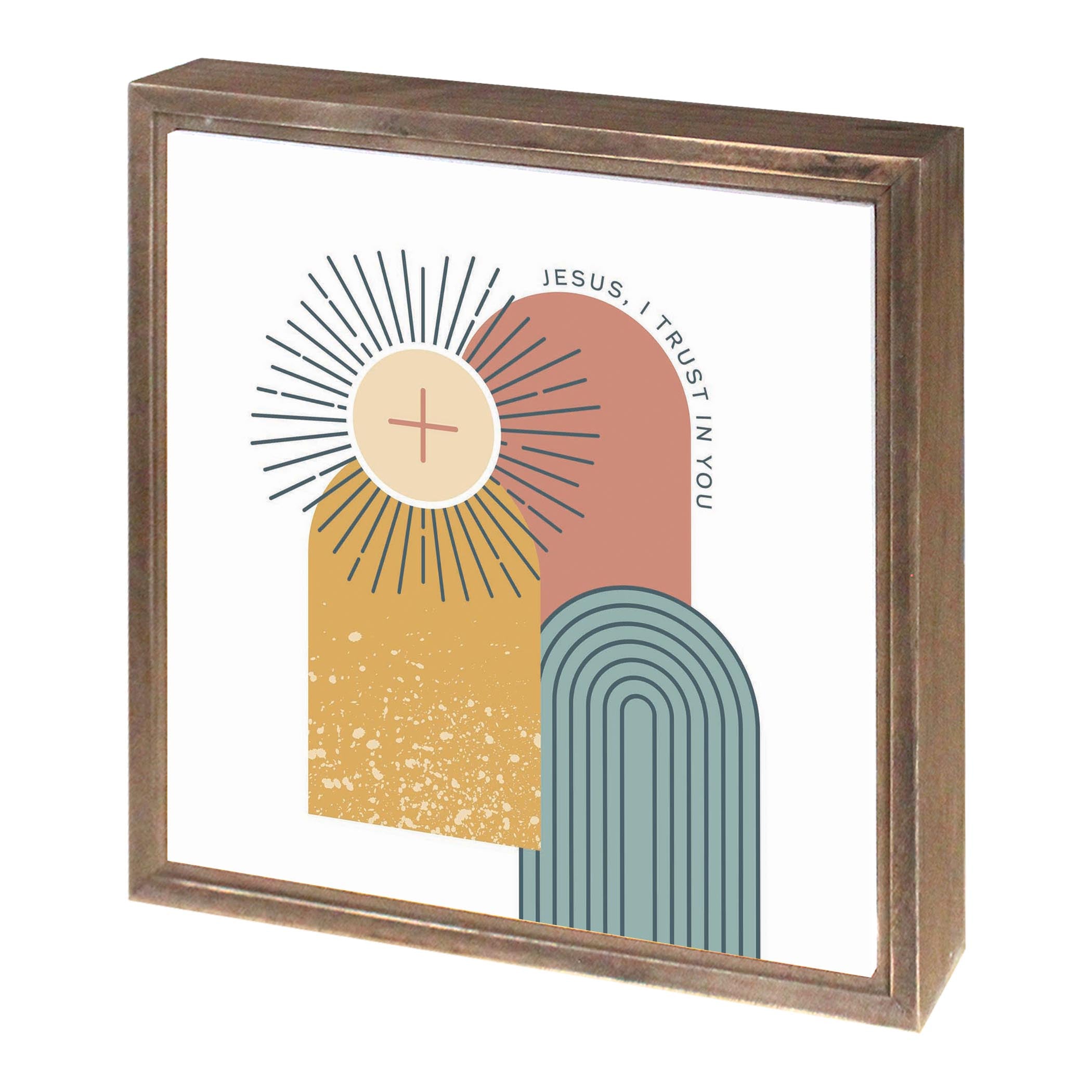 Jesus, I Trust in You Monstrance Square Framed Wood Block-11.25"x11.25"