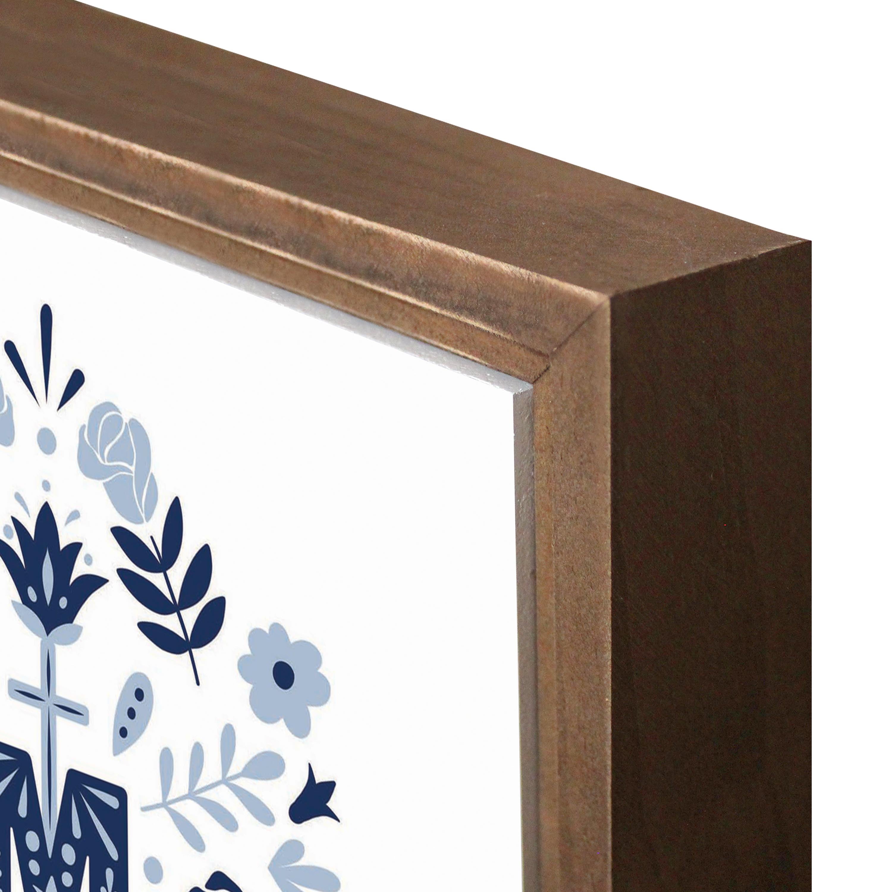Ave Maria Monogram Square Framed Wood Block-11.25"x11.25"