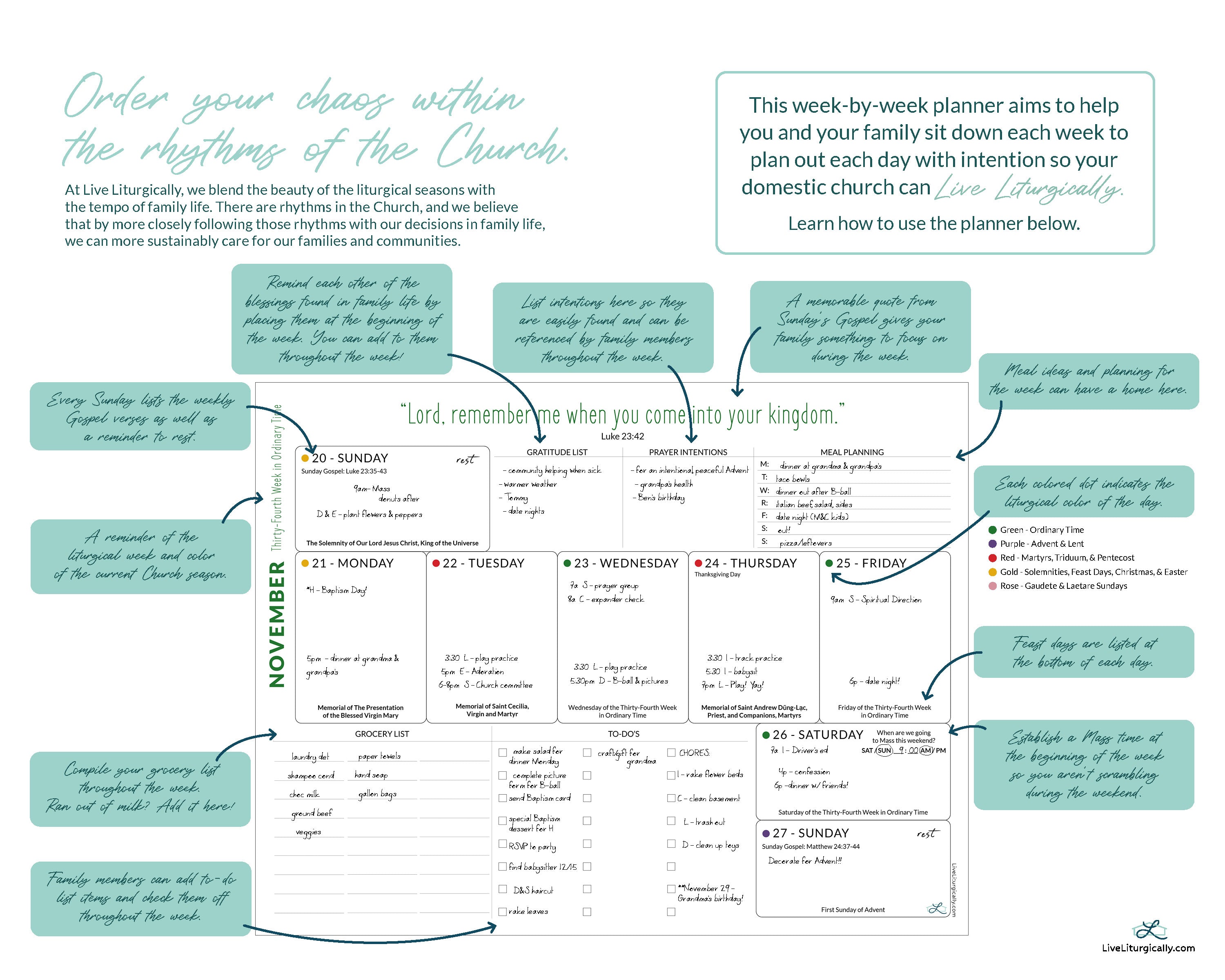 Liturgical Family Wall Planner April-June 2024