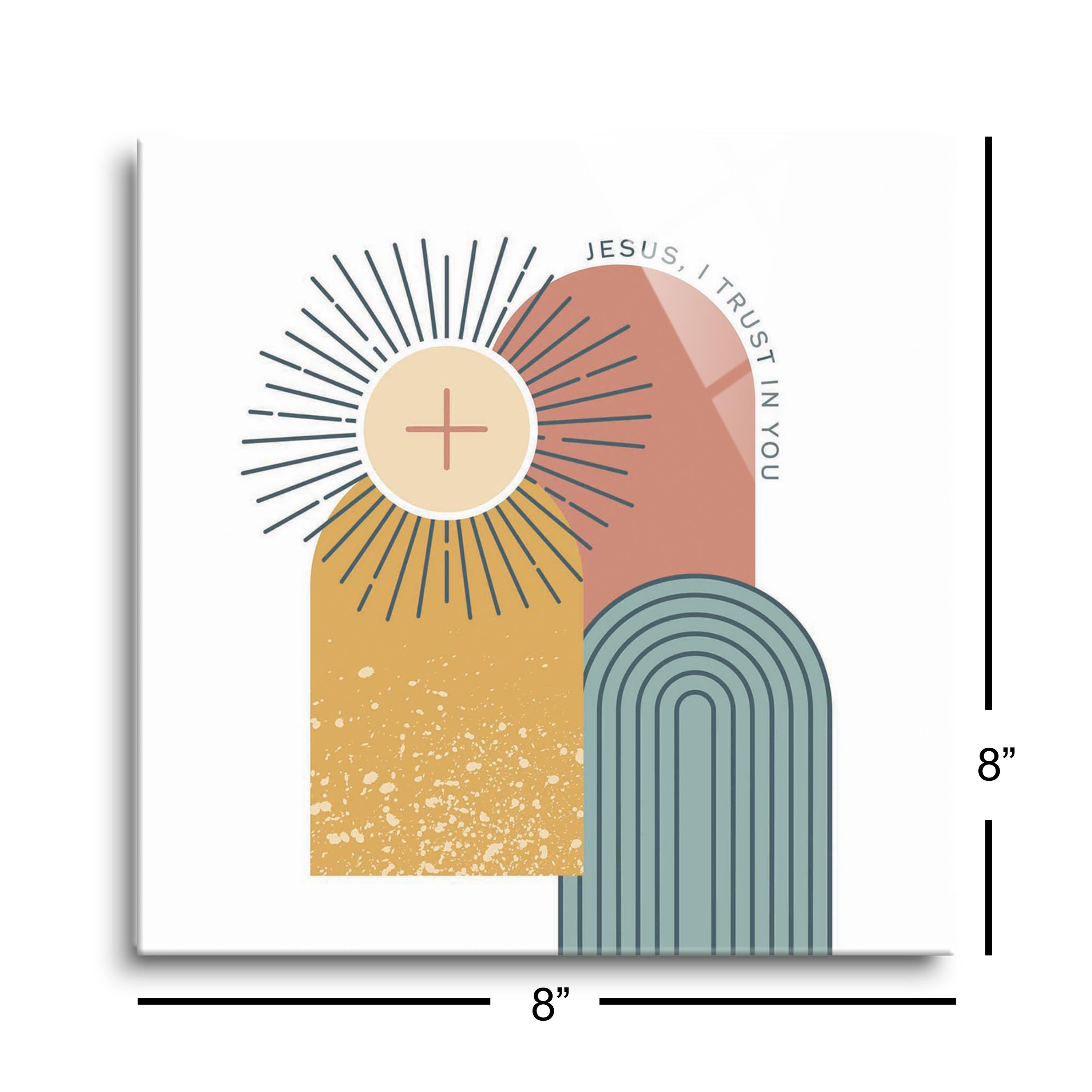 Jesus, I Trust in You Monstrance Square Glass Plaque-8"x8"