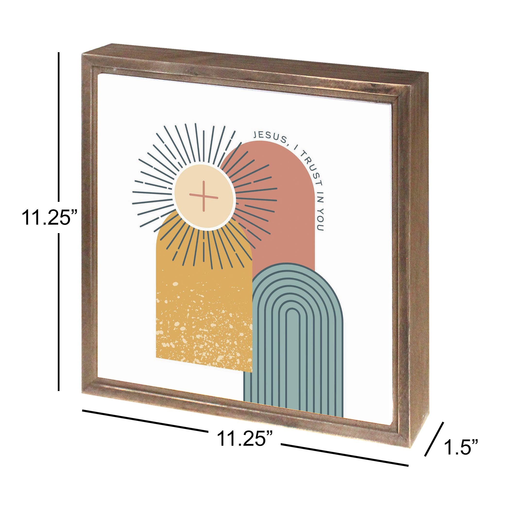 Jesus, I Trust in You Monstrance Square Framed Wood Block-11.25"x11.25"
