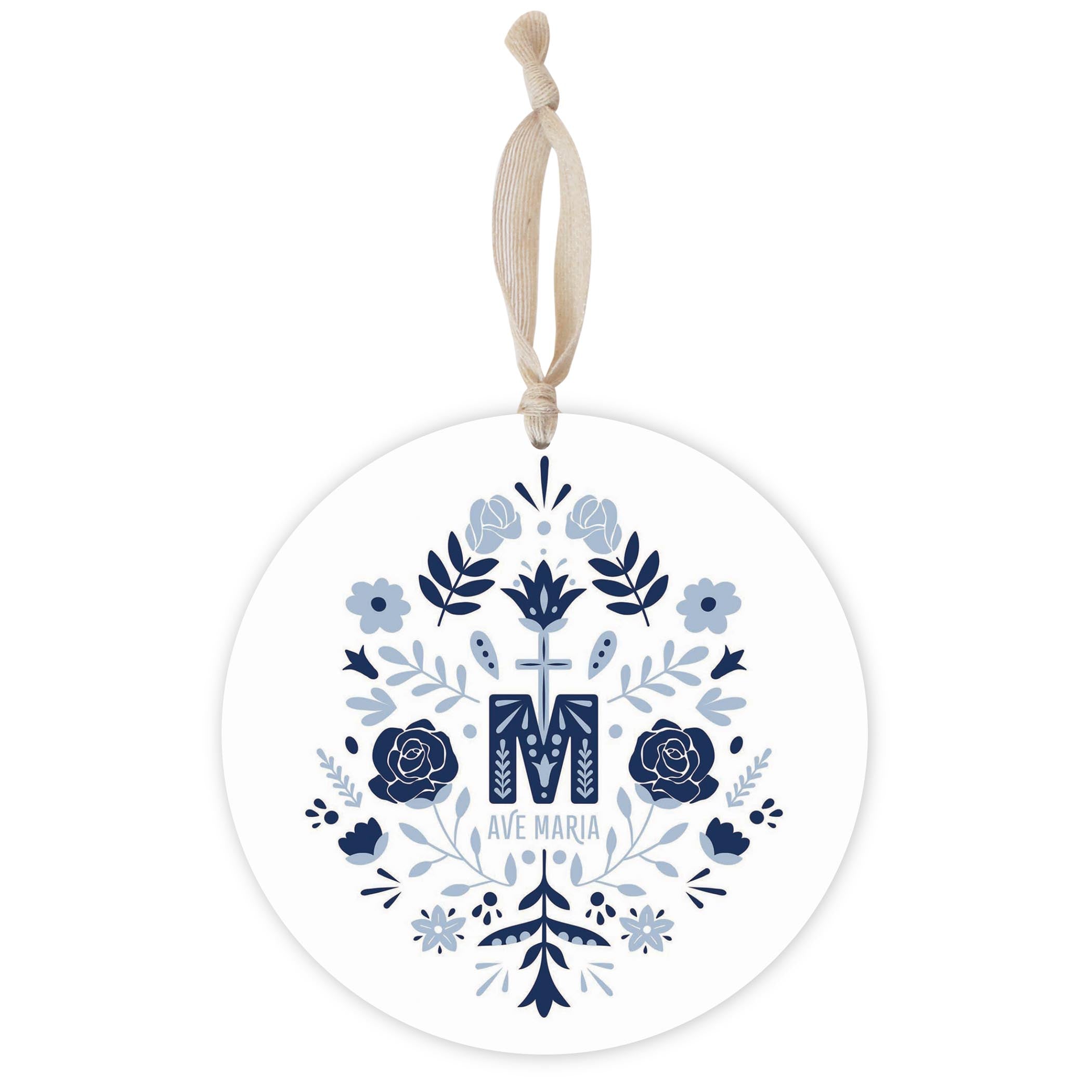 Ave Maria Monogram Round Ornament-8"x8"