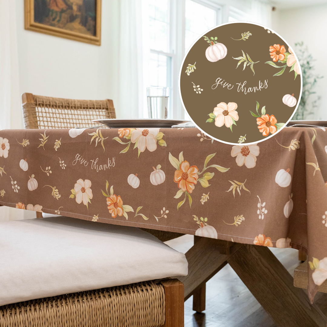 Give Thanks - Thanksgiving Tablecloth