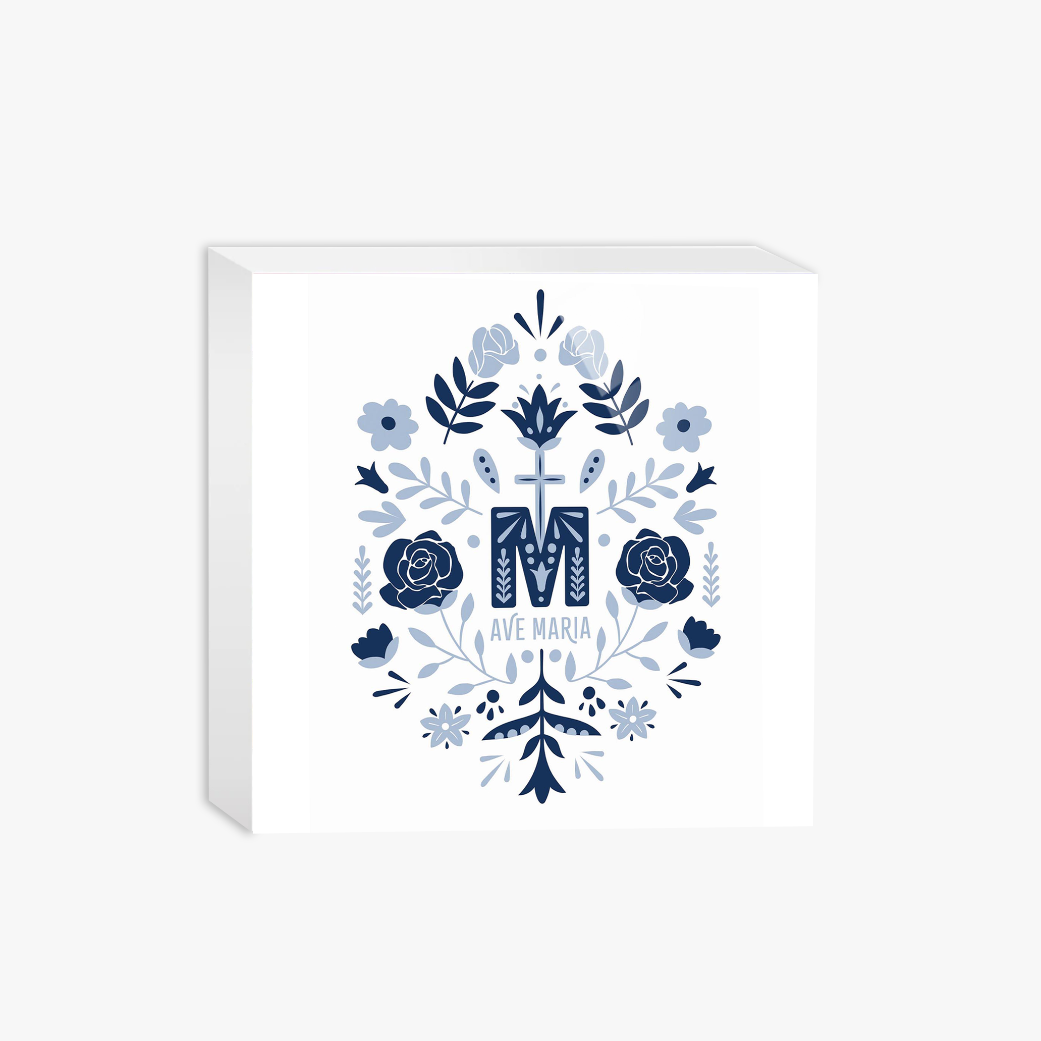 Ave Maria Monogram Square Wood Block-5"x5"