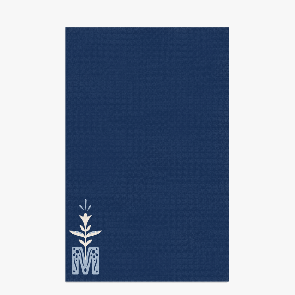 Marian Monogram Navy Dish Towel