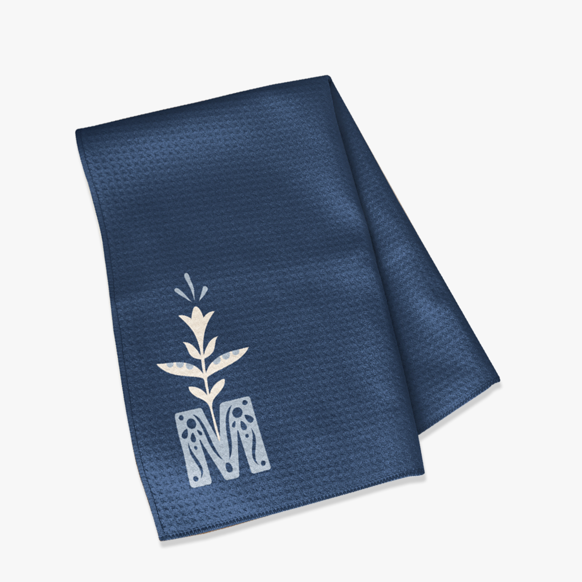 Marian Monogram Navy Dish Towel