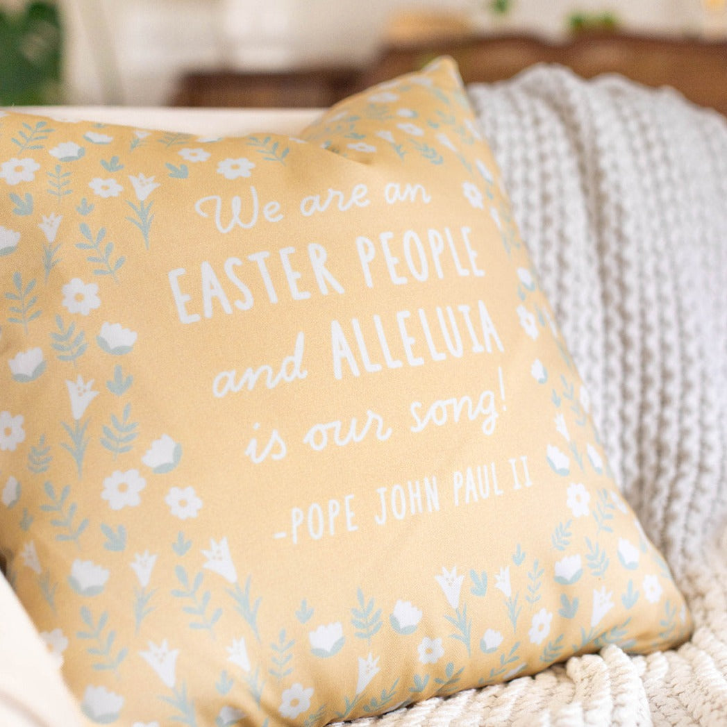 Easter People Throw Pillow - Yellow