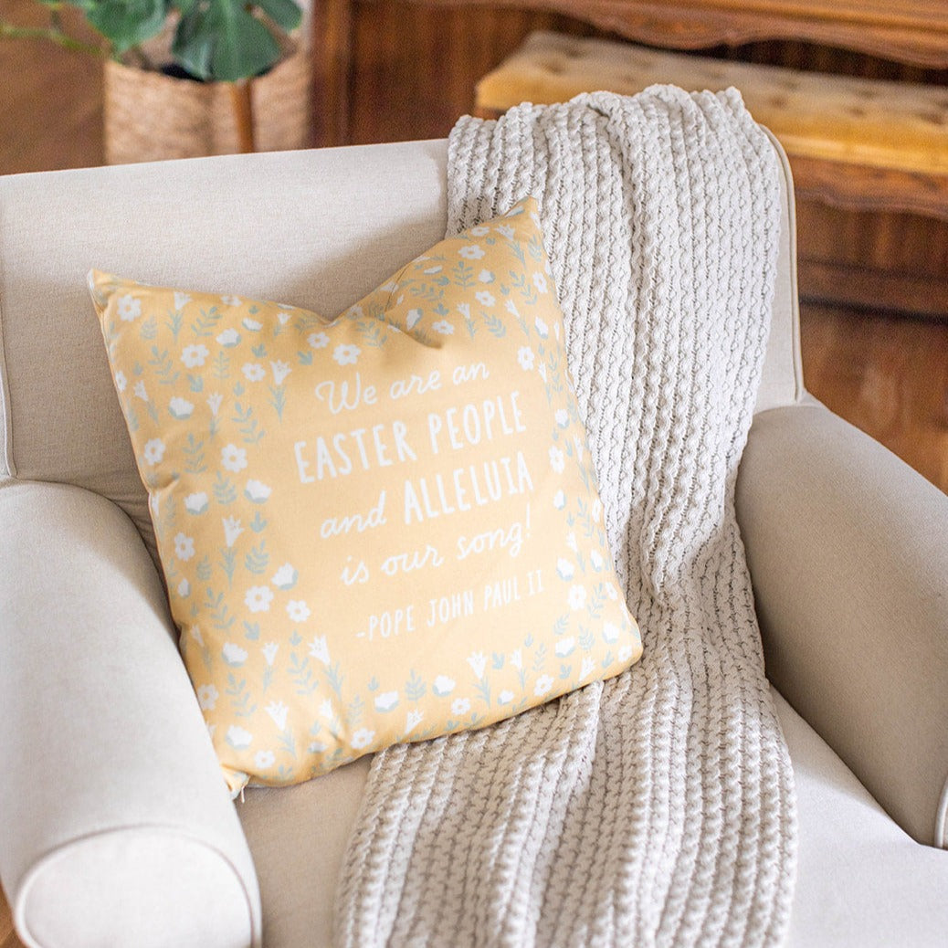 Easter People Throw Pillow - Yellow