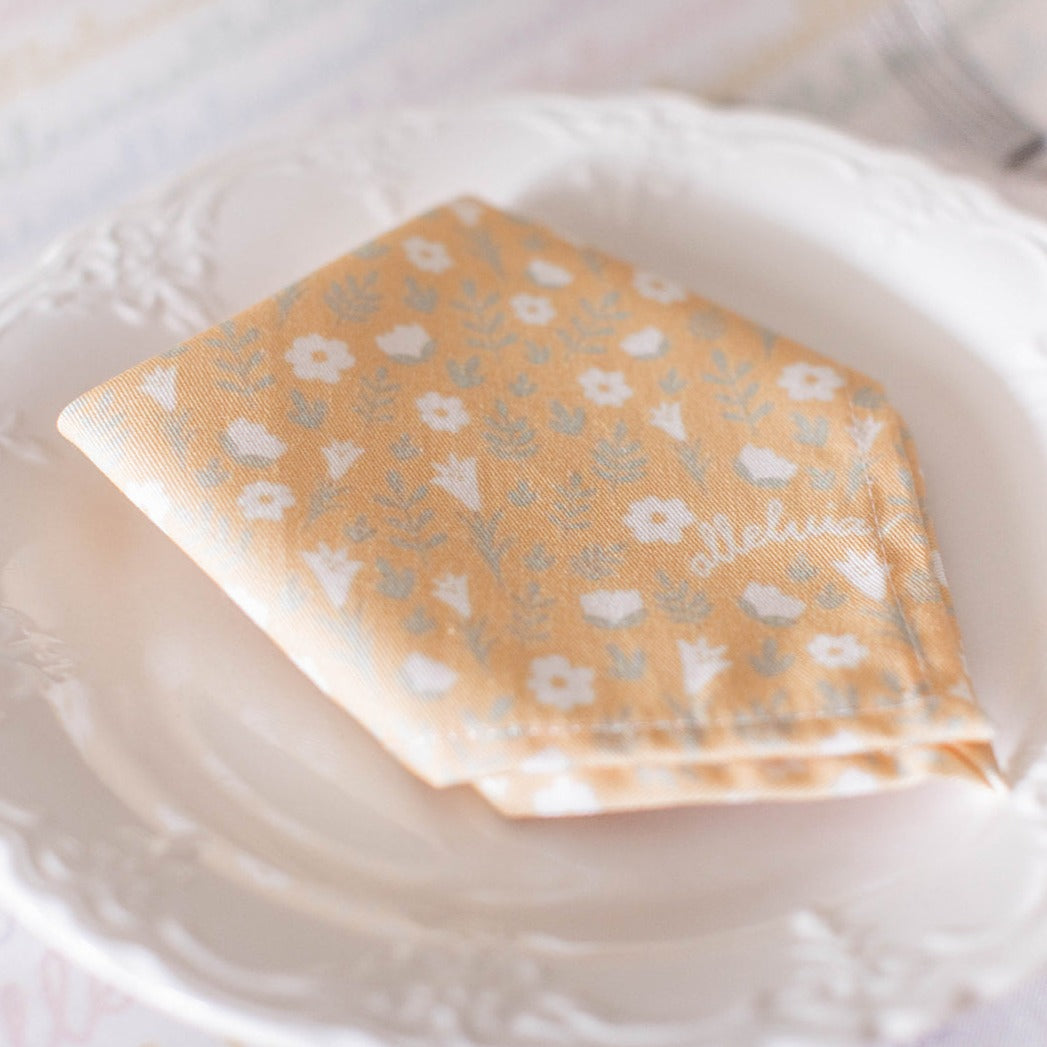 Easter Alleluia Cloth Napkin - Yellow