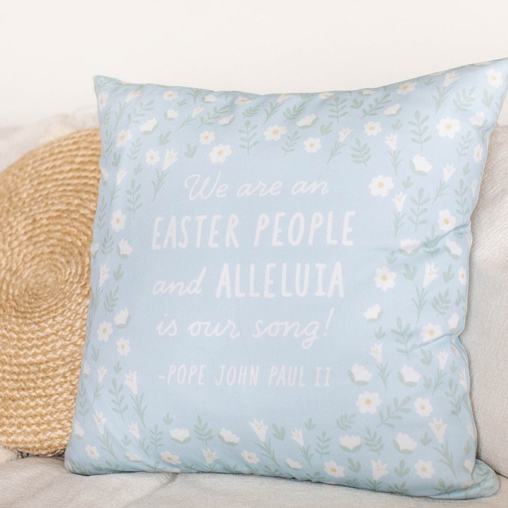 Easter People Throw Pillow - Blue