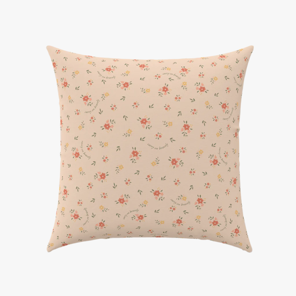 Carry on Bravely Floral Throw Pillow