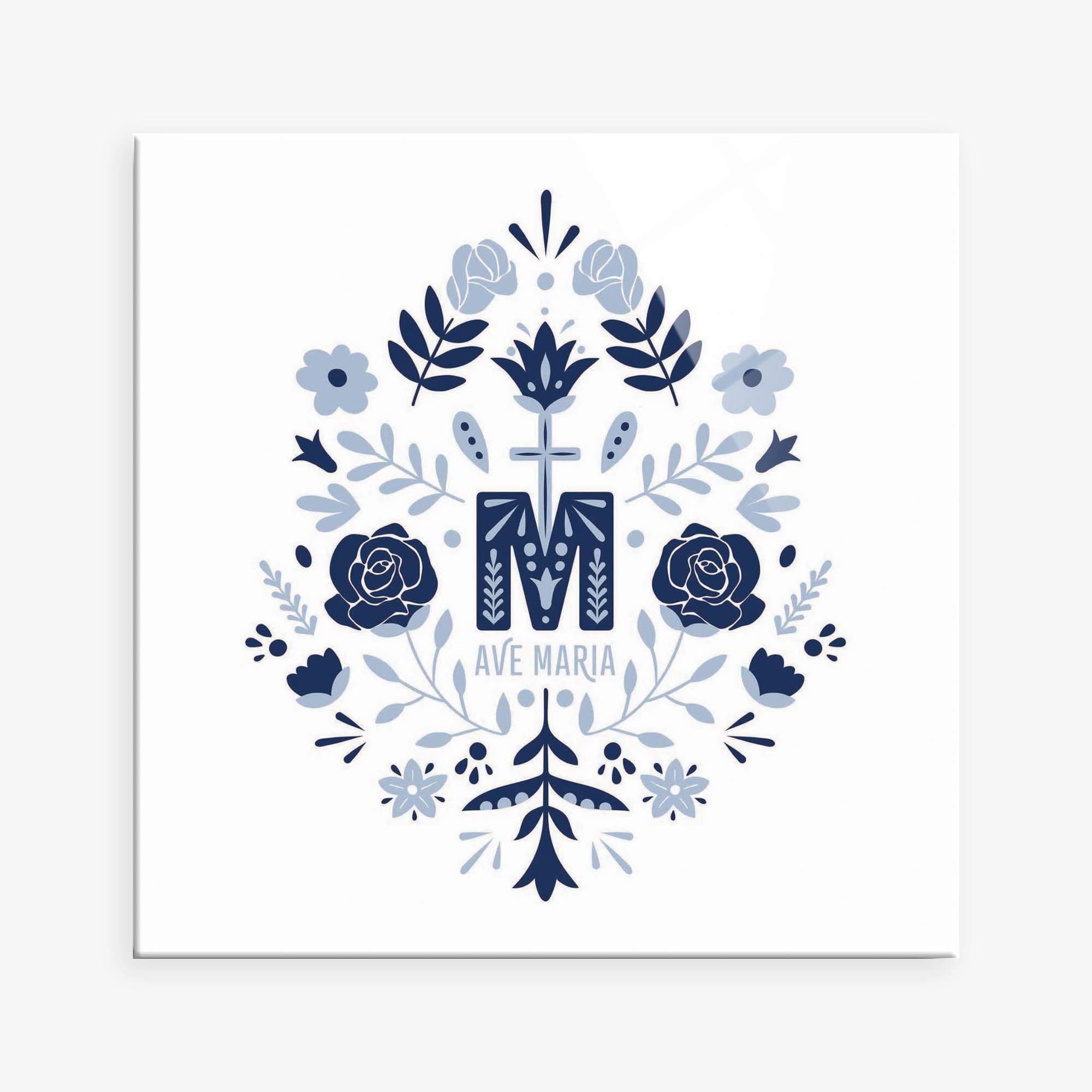 Ave Maria Monogram Square Wood Block-5"x5"