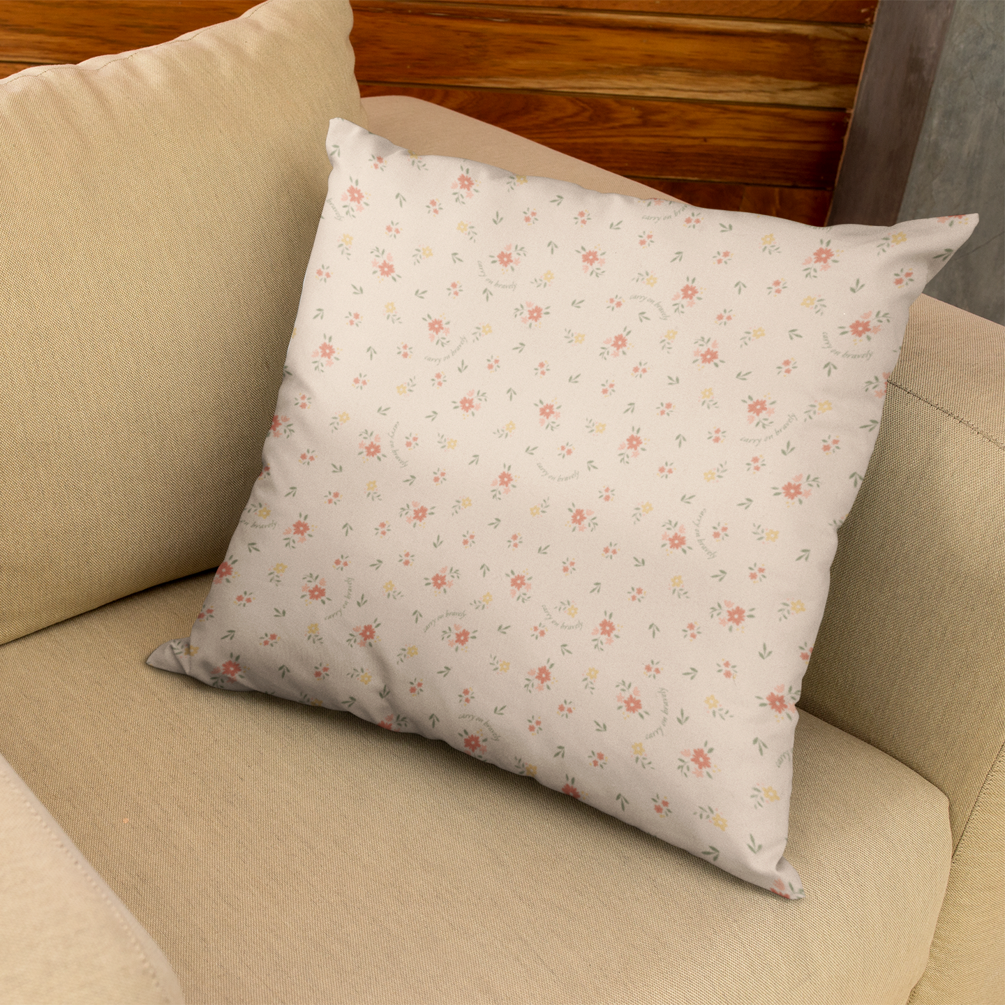 Carry on Bravely Floral Throw Pillow