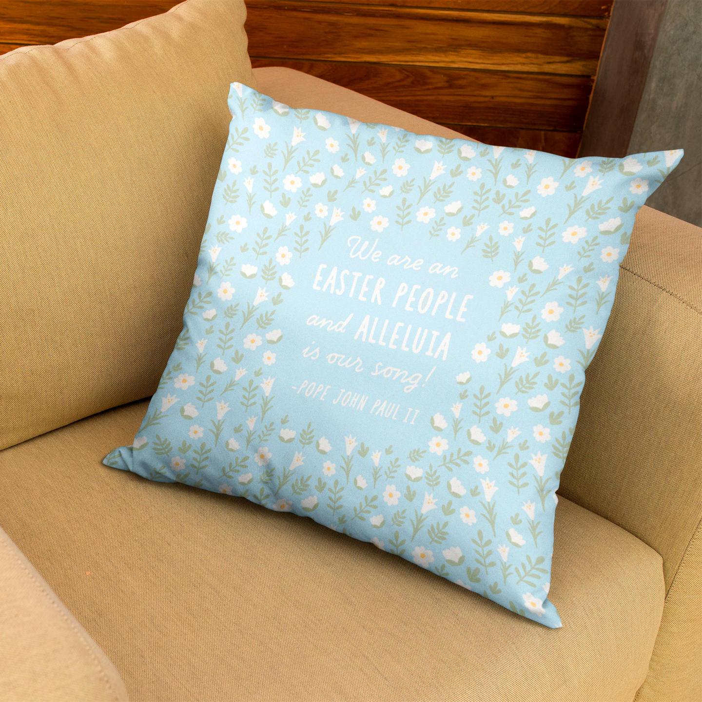 Easter People Throw Pillow - Blue