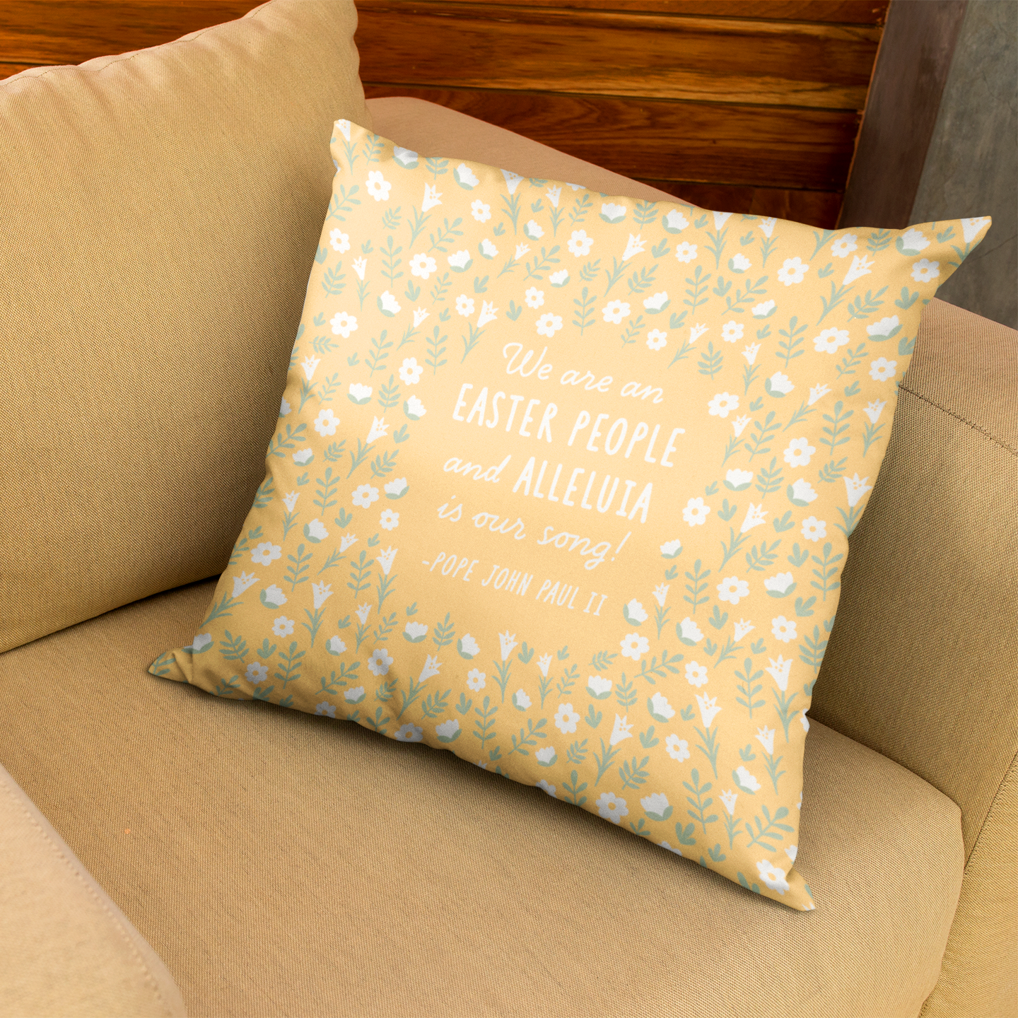 Easter People Throw Pillow - Yellow