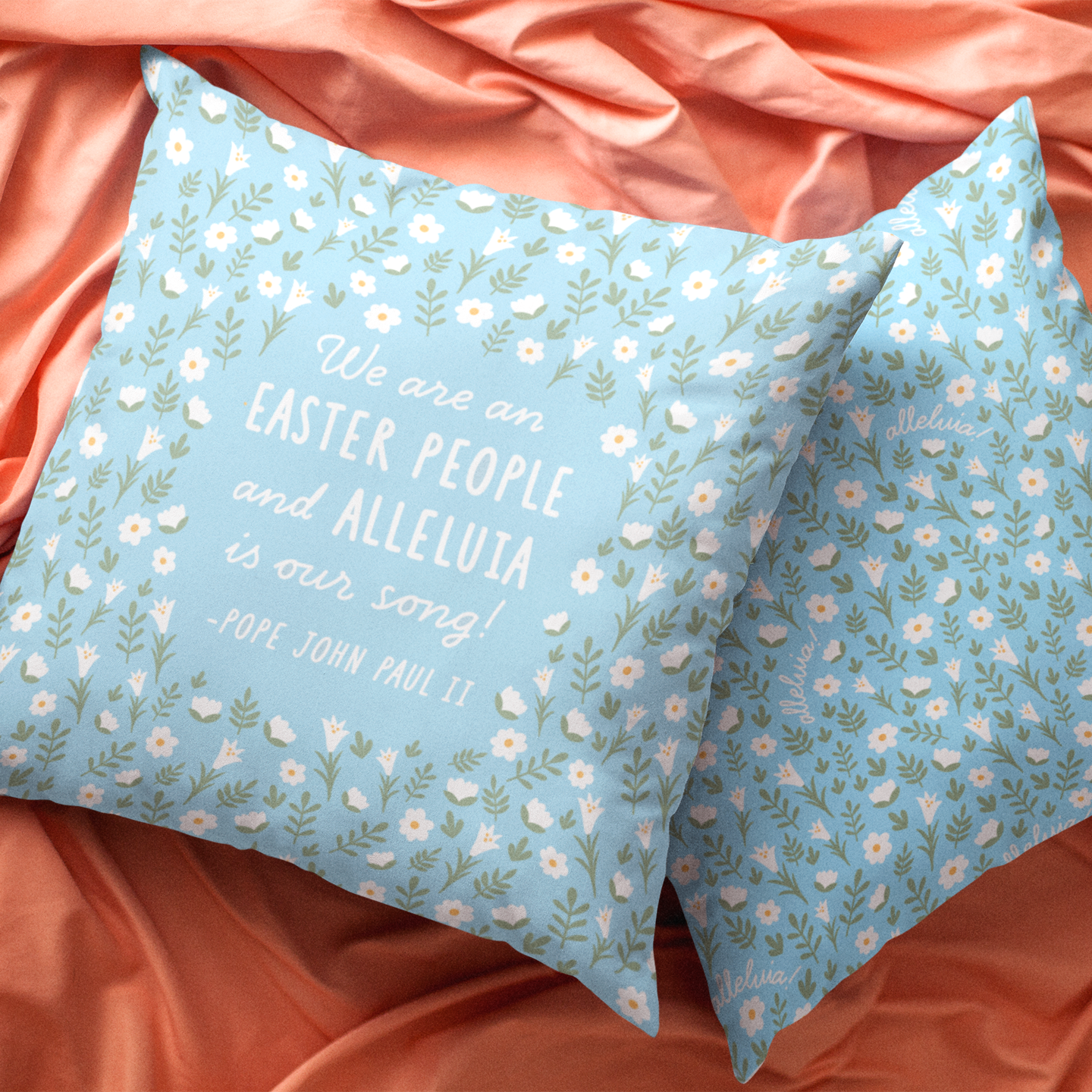 Easter People Throw Pillow - Blue