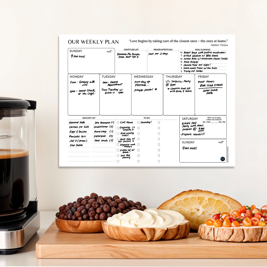 Liturgical Family Wall Planner 12"x16" Glass Dry Erase