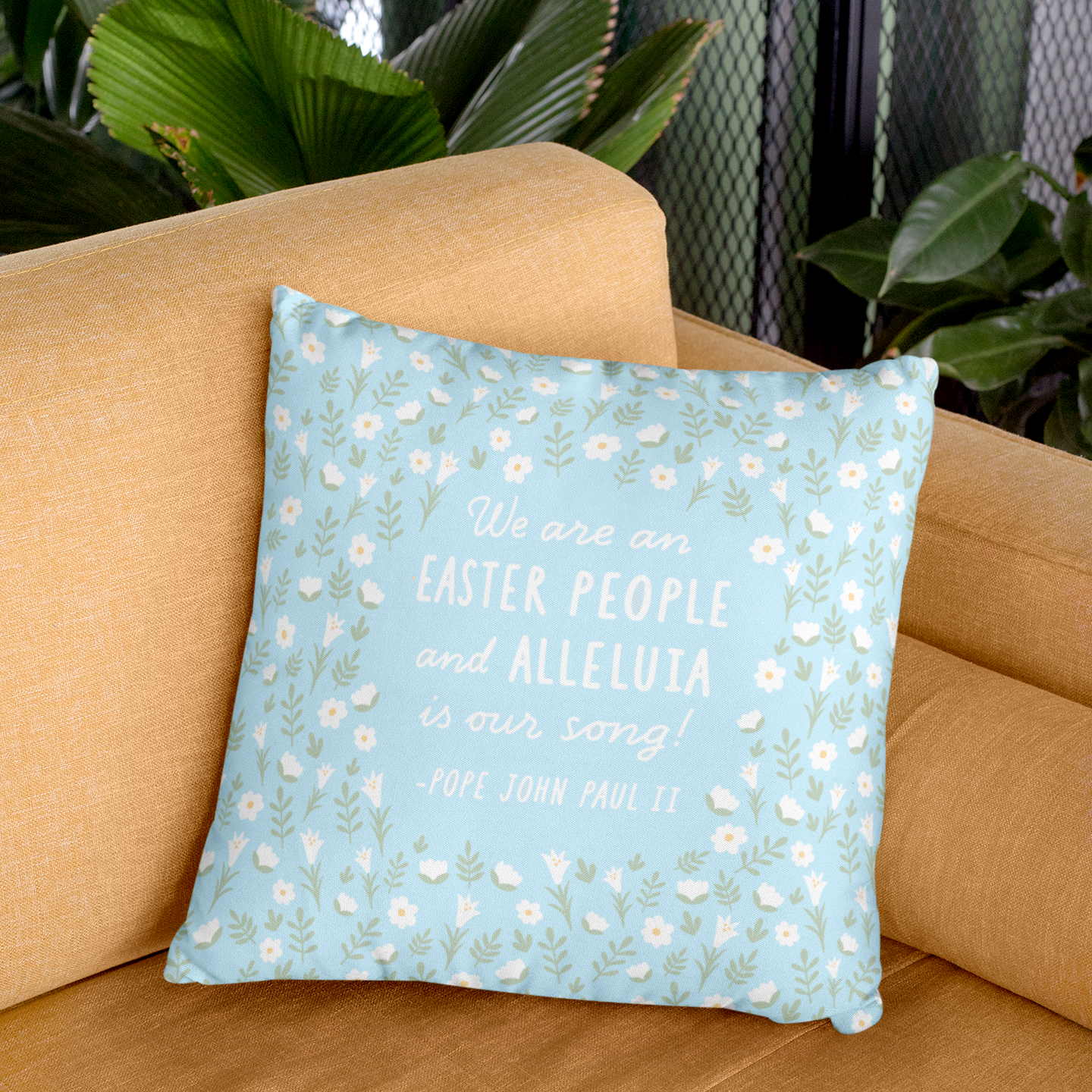 Easter People Throw Pillow - Blue