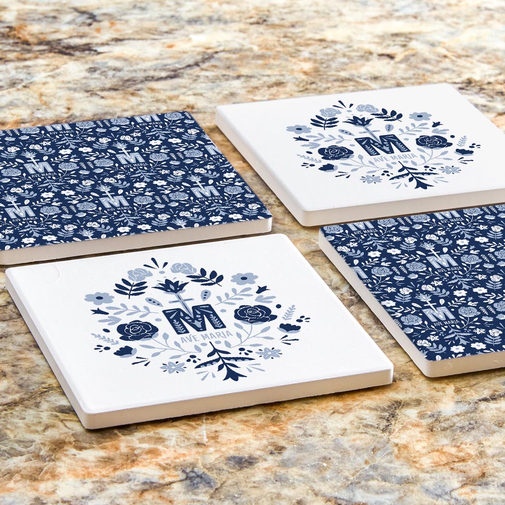 Marian, Ave Maria Coasters - square - pack of 4